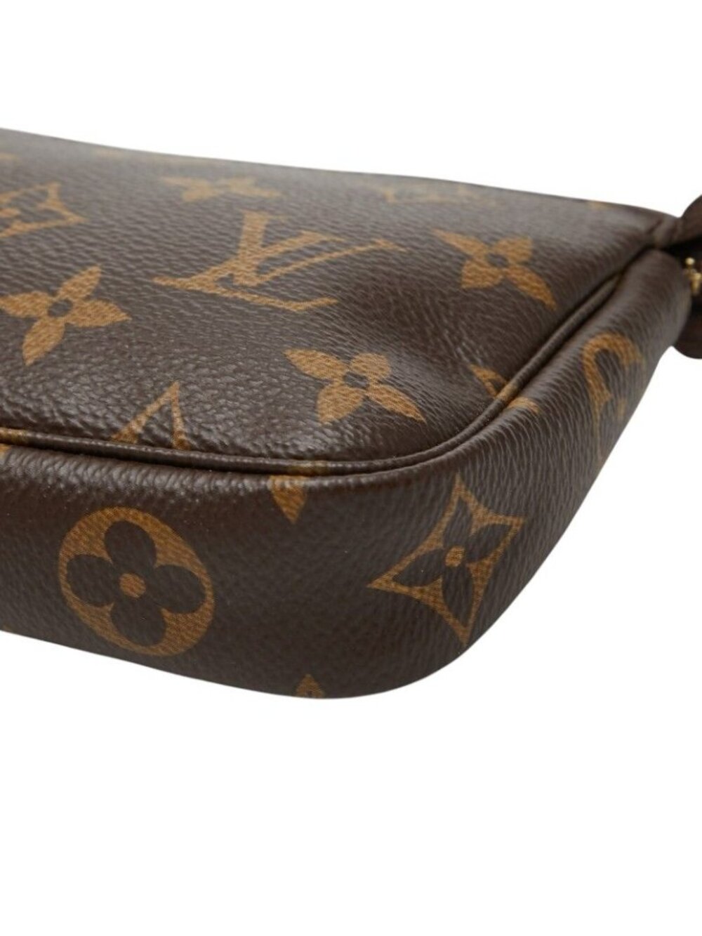 Louis Vuitton Monogram Mini Pochette Pouch Handbag Brown Leather - Picture 4 of 8
